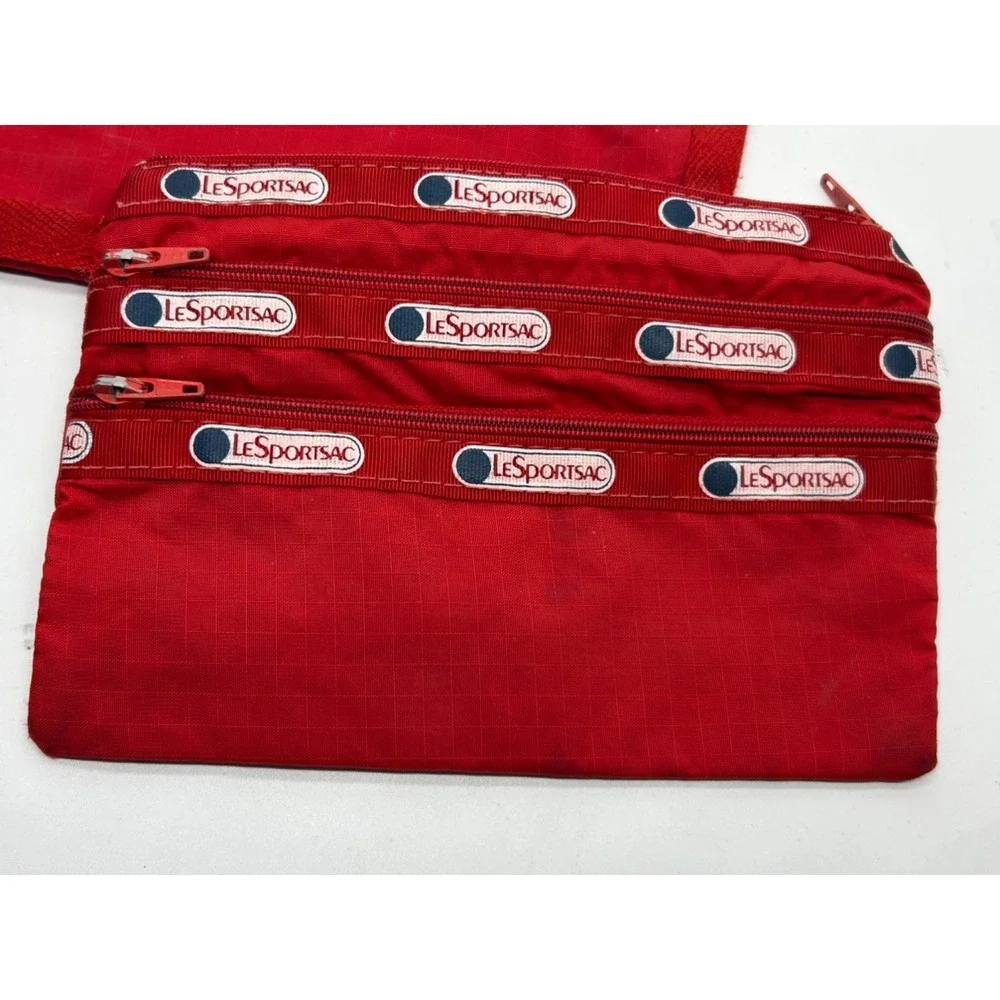 Vtg Lot of 3 Le Sportsac Black Red Cosmetic‎ Toiletry Accessory Nylon Bags USA